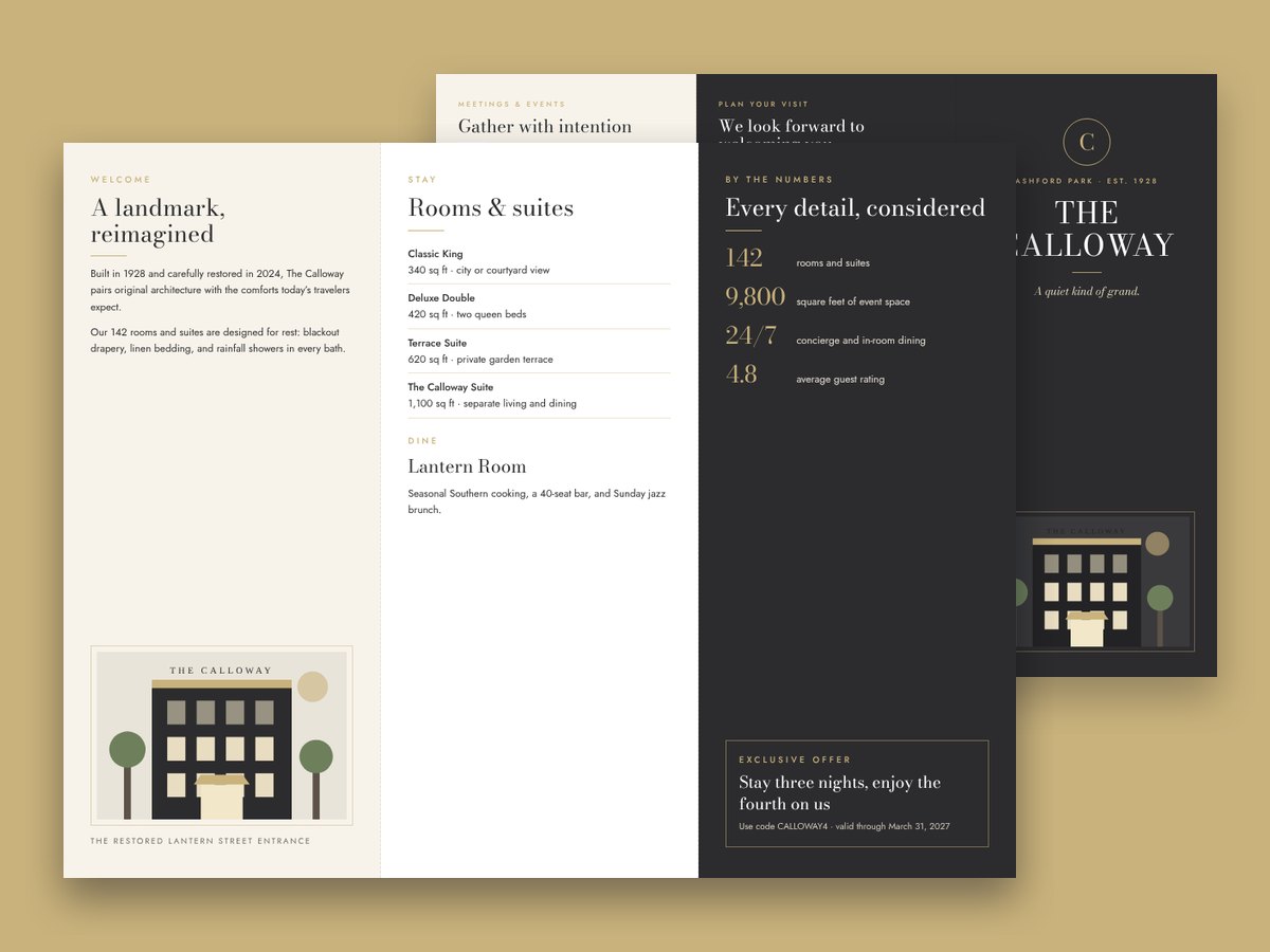 Preview of Tri-Fold Hotel Brochure for The Calloway Hotel