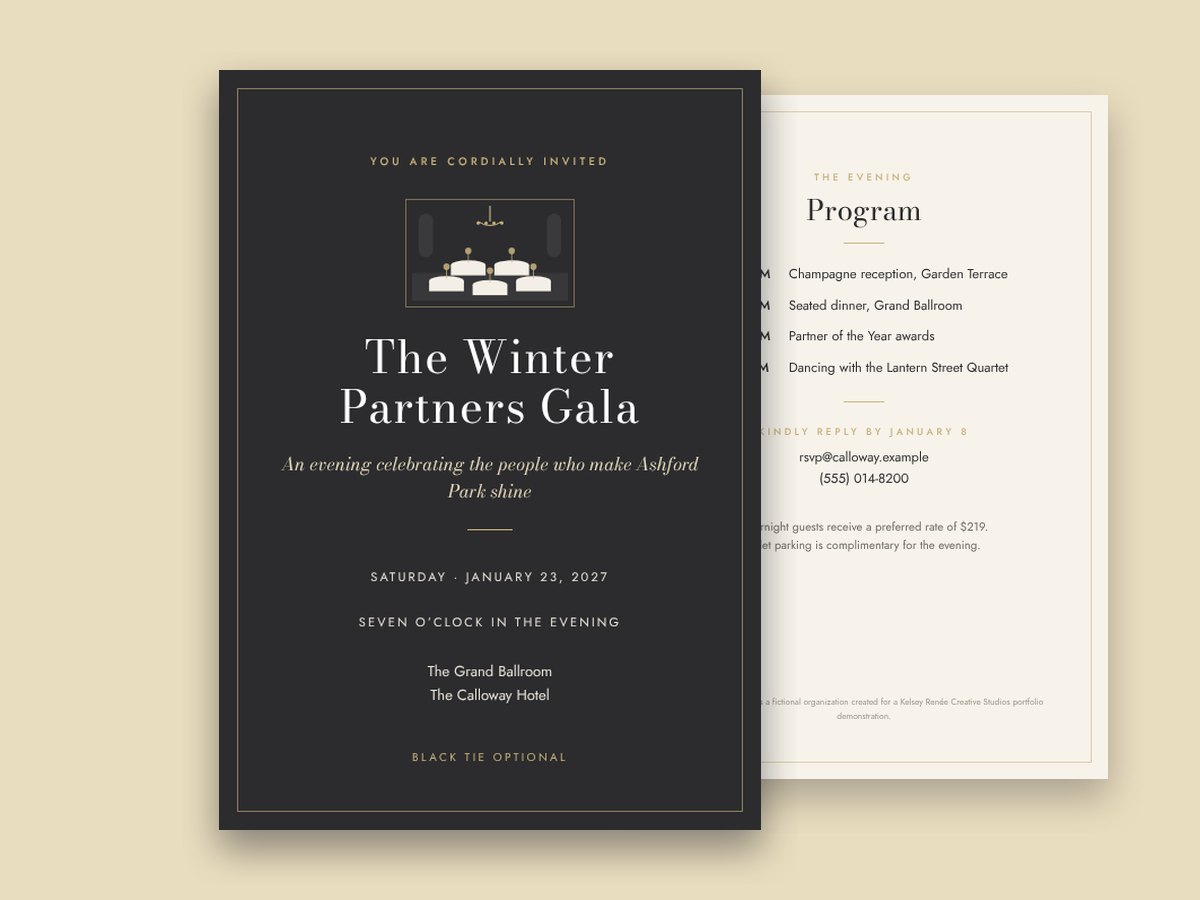Preview of Winter Partners Gala Invitation for The Calloway Hotel